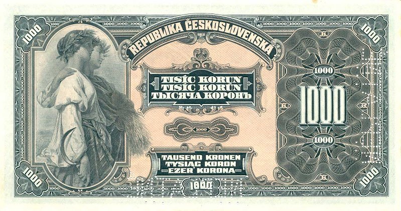Back of Czechoslovakia p13s1: 1000 Korun from 1919