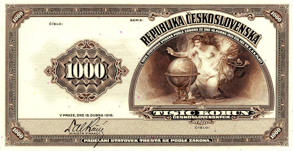 Front of Czechoslovakia p13s2: 1000 Korun from 1919