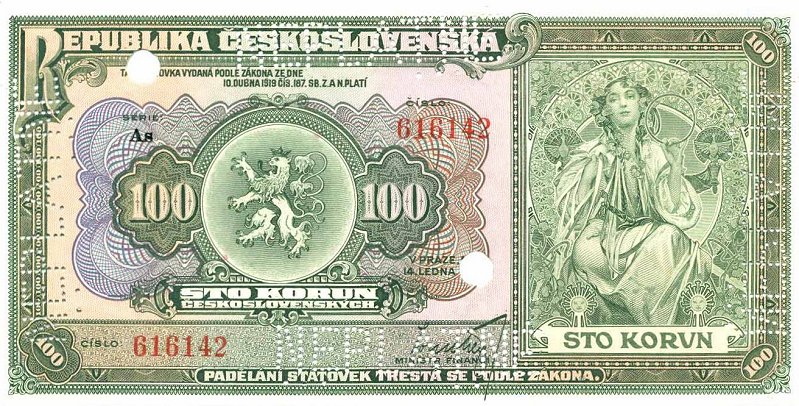 Front of Czechoslovakia p17s: 100 Korun from 1920