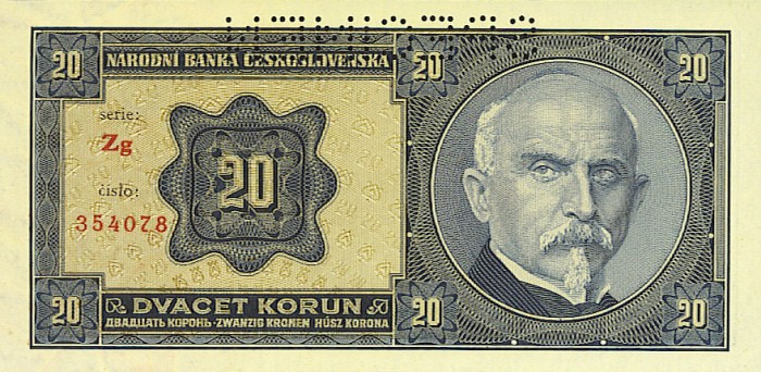 Back of Czechoslovakia p21s: 20 Korun from 1926