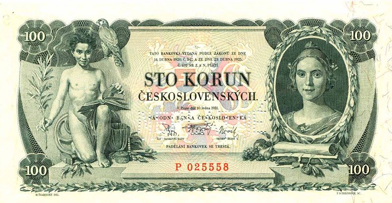 Front of Czechoslovakia p23s: 100 Korun from 1931