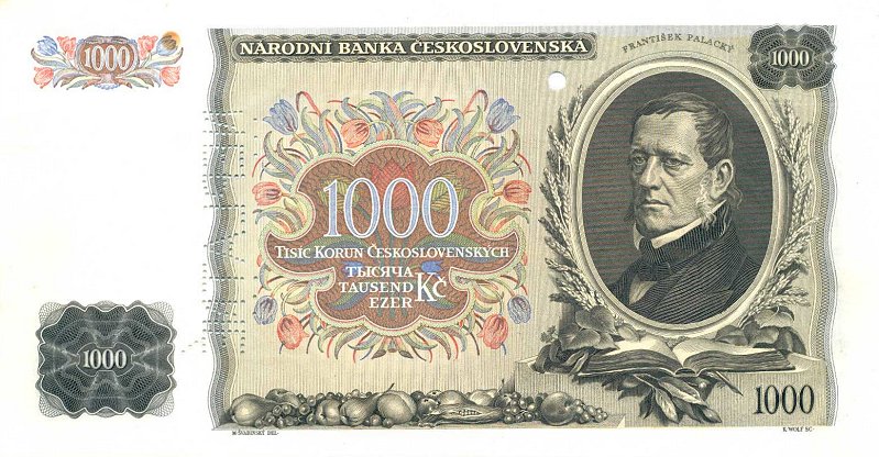 Back of Czechoslovakia p26s: 1000 Korun from 1934