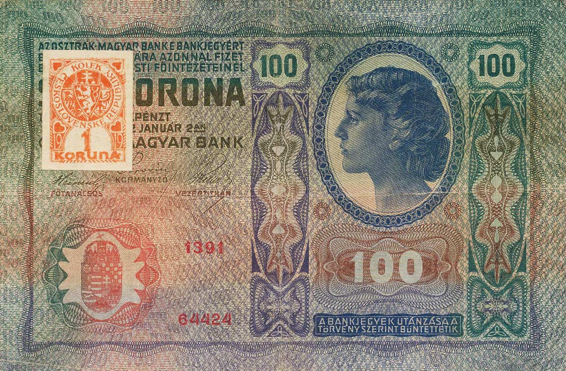 Front of Czechoslovakia p4a: 100 Korun from 1919