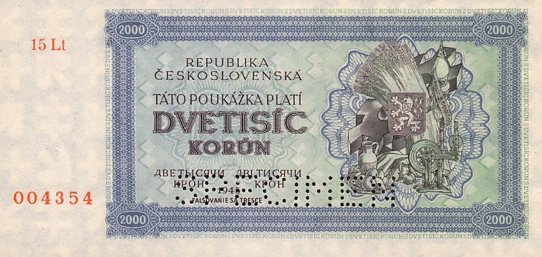 Front of Czechoslovakia p50As: 2000 Korun from 1945