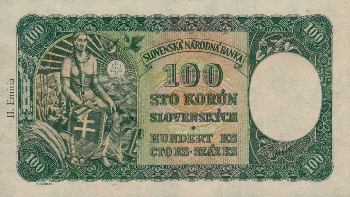Back of Czechoslovakia p51a: 100 Korun from 1945