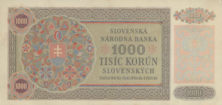 Back of Czechoslovakia p56a: 1000 Korun from 1945