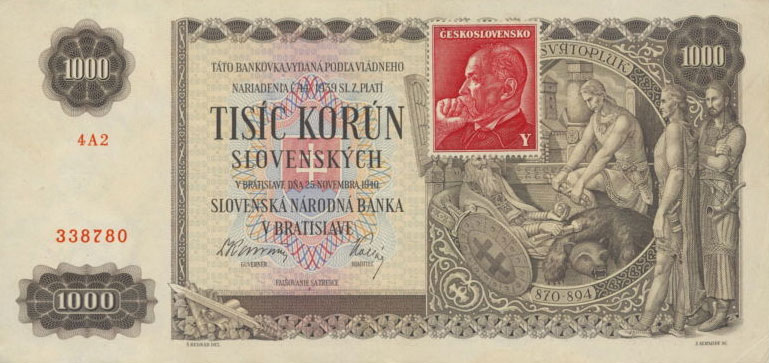 Front of Czechoslovakia p56a: 1000 Korun from 1945