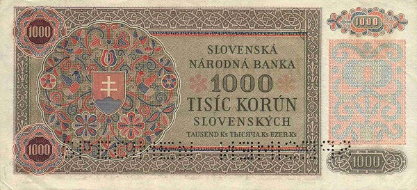 Back of Czechoslovakia p56s: 1000 Korun from 1945