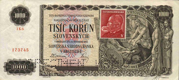 Front of Czechoslovakia p56s: 1000 Korun from 1945