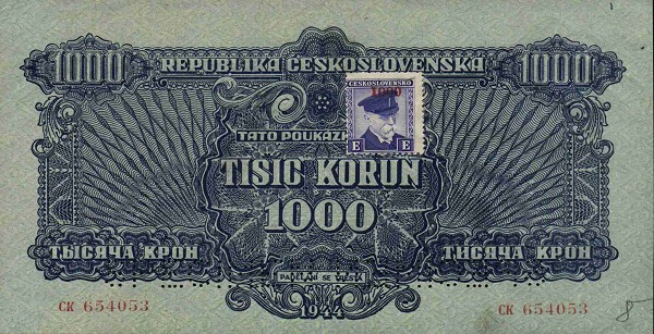 Front of Czechoslovakia p57s: 1000 Korun from 1945