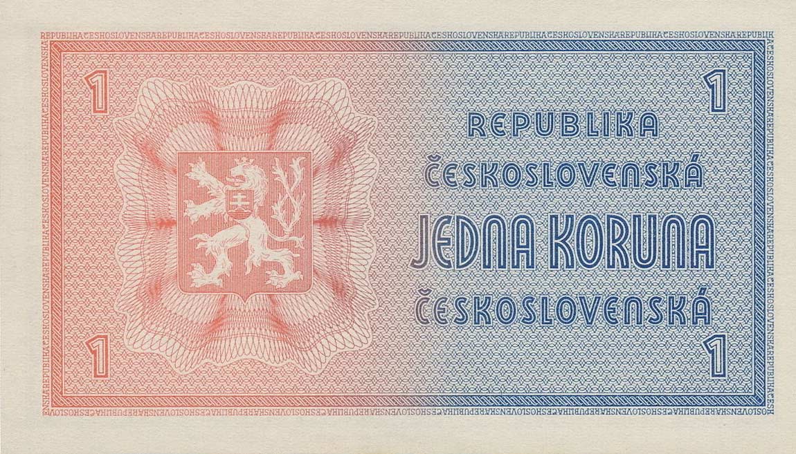 Back of Czechoslovakia p58a: 1 Koruna from 1946