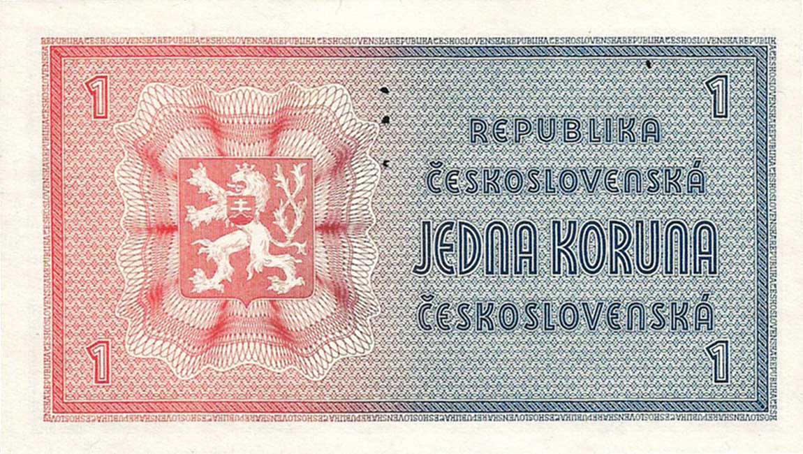Back of Czechoslovakia p58s: 1 Koruna from 1946