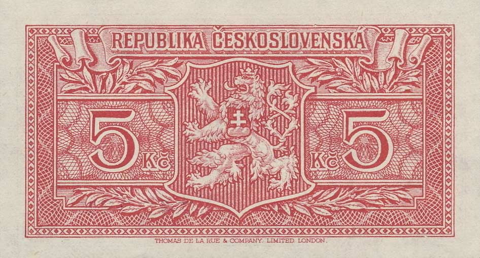 Back of Czechoslovakia p59a: 5 Korun from 1945