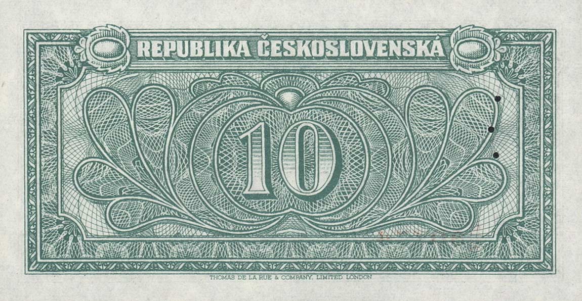 Back of Czechoslovakia p60s: 10 Korun from 1945