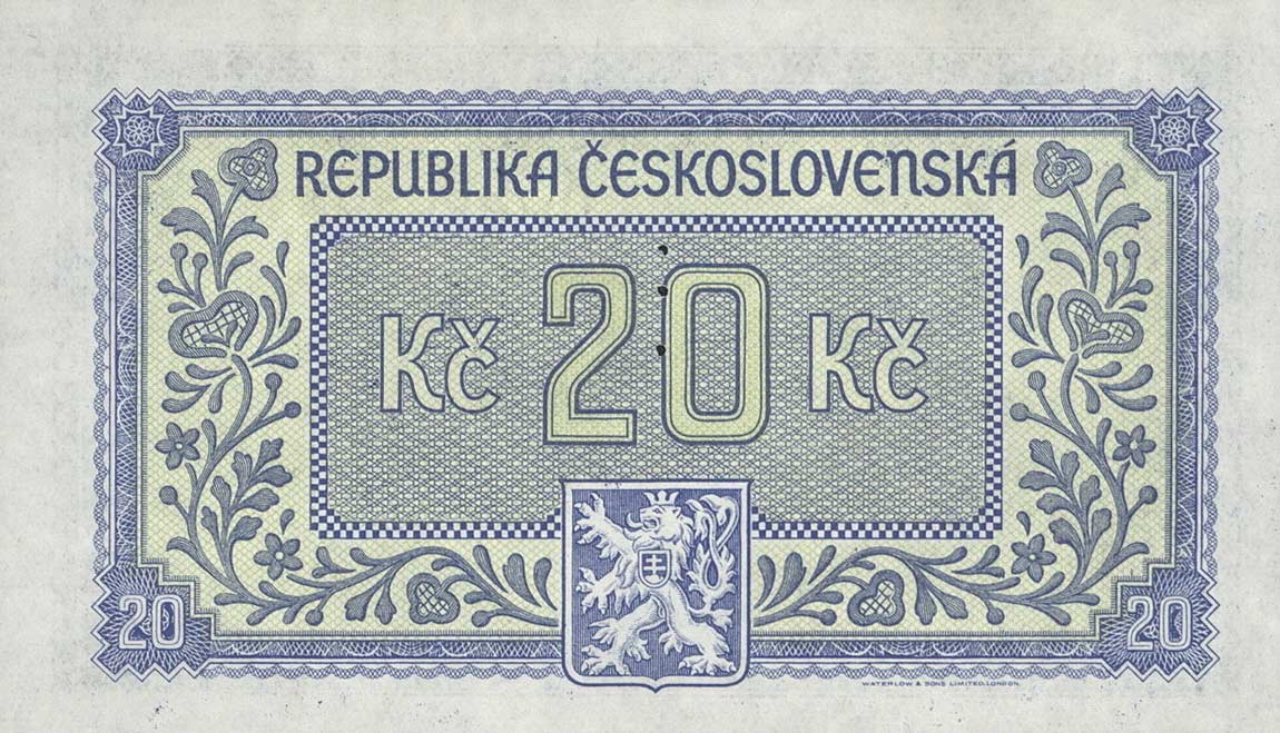 Back of Czechoslovakia p61s: 20 Korun from 1945