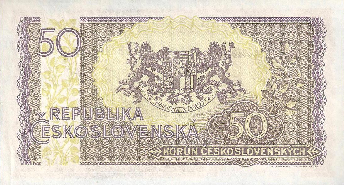 Back of Czechoslovakia p62a: 50 Korun from 1945