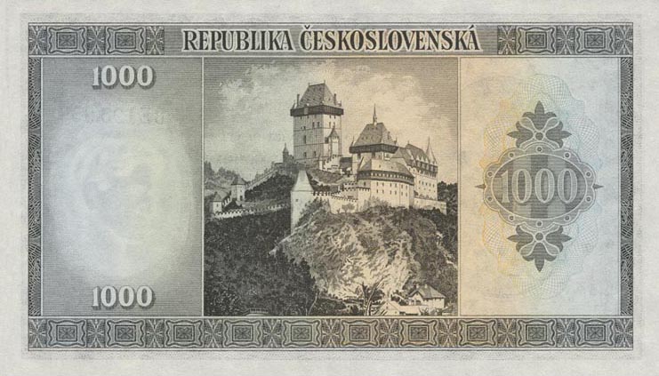 Back of Czechoslovakia p65a: 1000 Korun from 1945