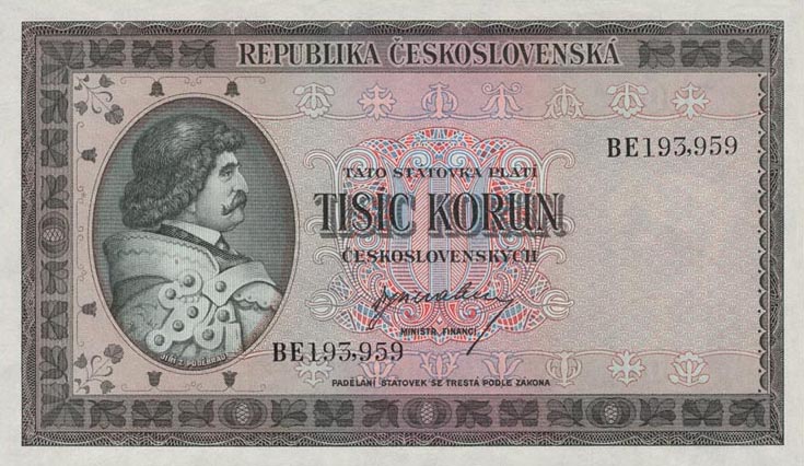 Front of Czechoslovakia p65a: 1000 Korun from 1945