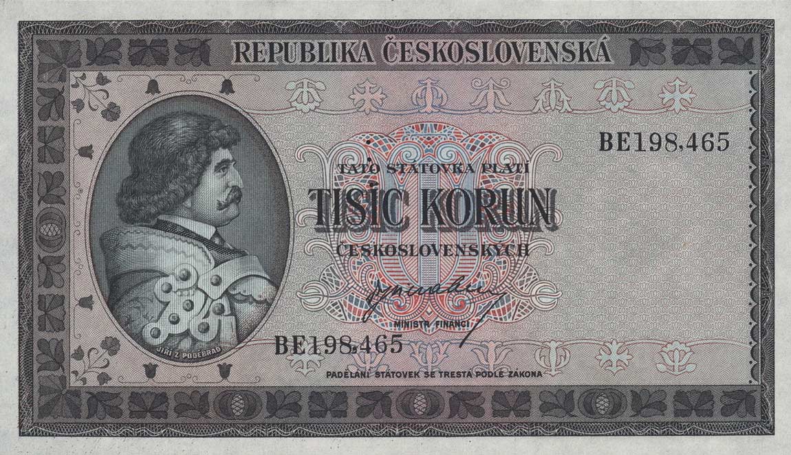 Front of Czechoslovakia p65s: 1000 Korun from 1945