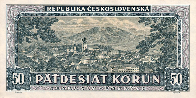 Back of Czechoslovakia p66a: 50 Korun from 1948