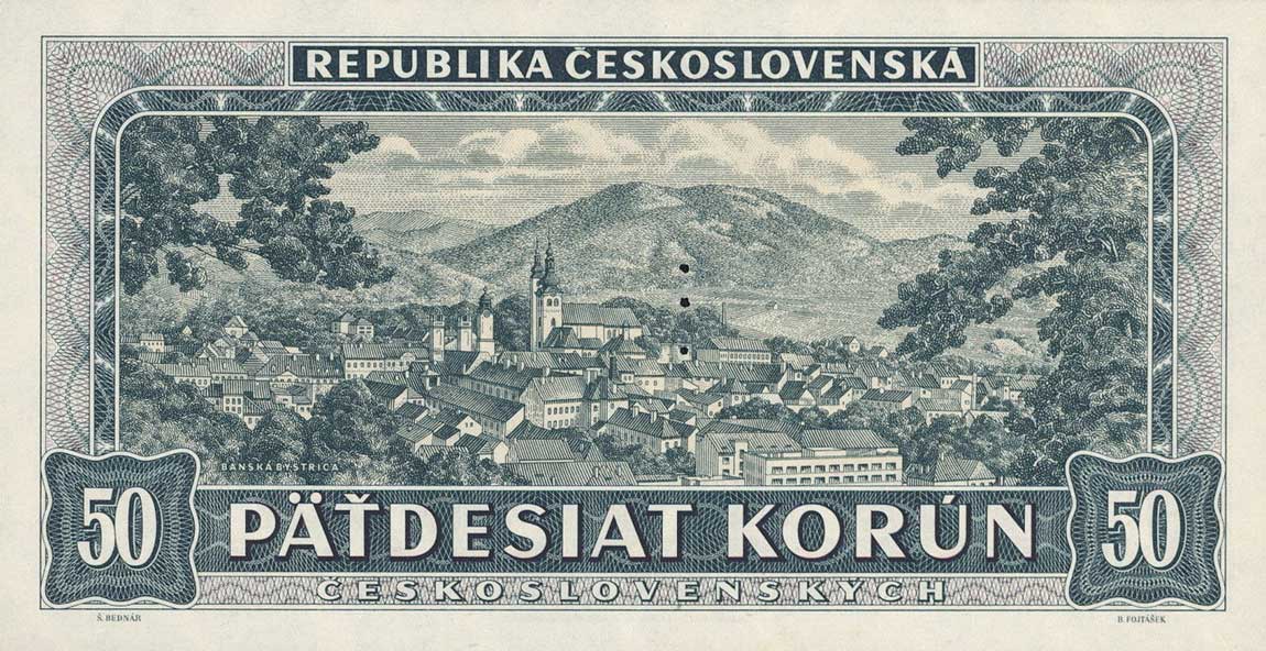 Back of Czechoslovakia p66s: 50 Korun from 1948