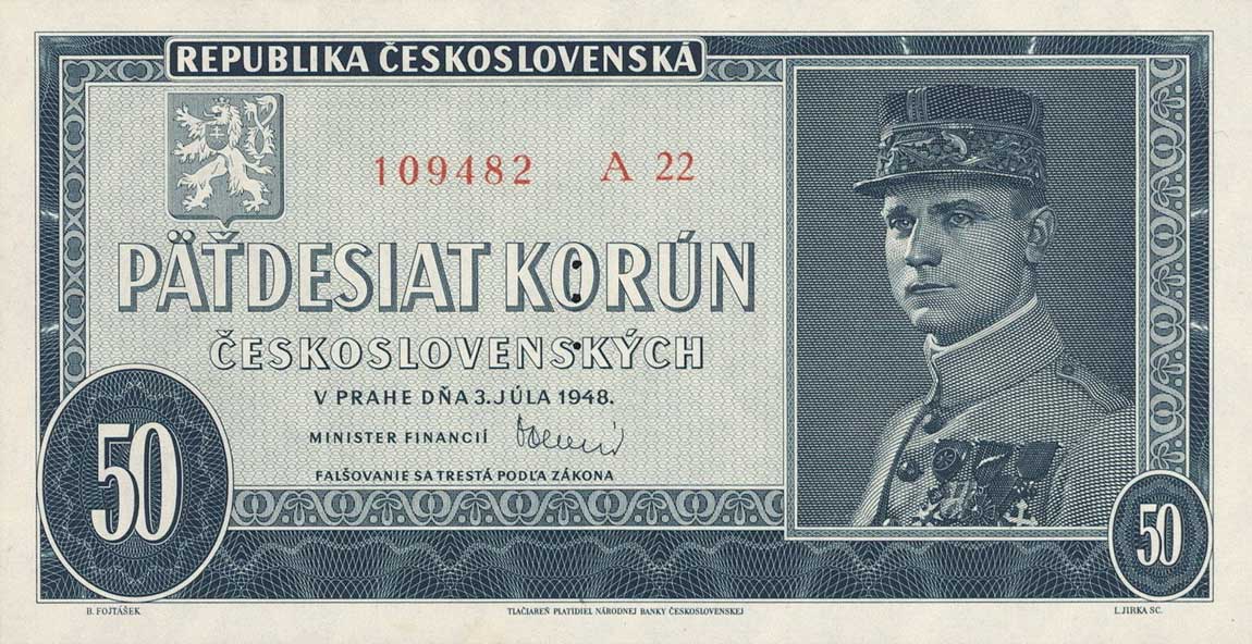 Front of Czechoslovakia p66s: 50 Korun from 1948
