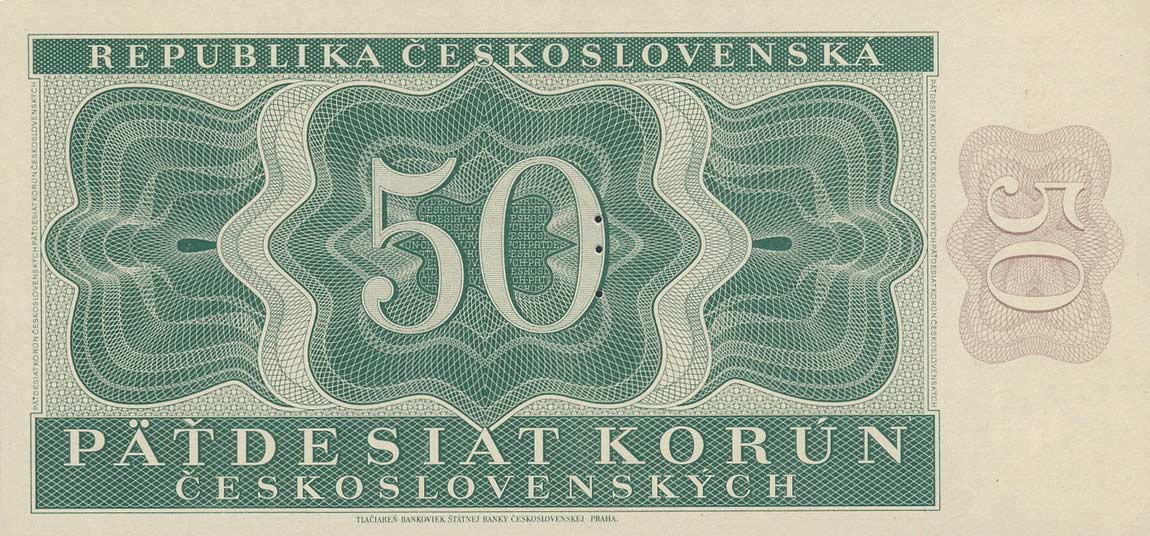 Back of Czechoslovakia p71s: 50 Korun from 1950