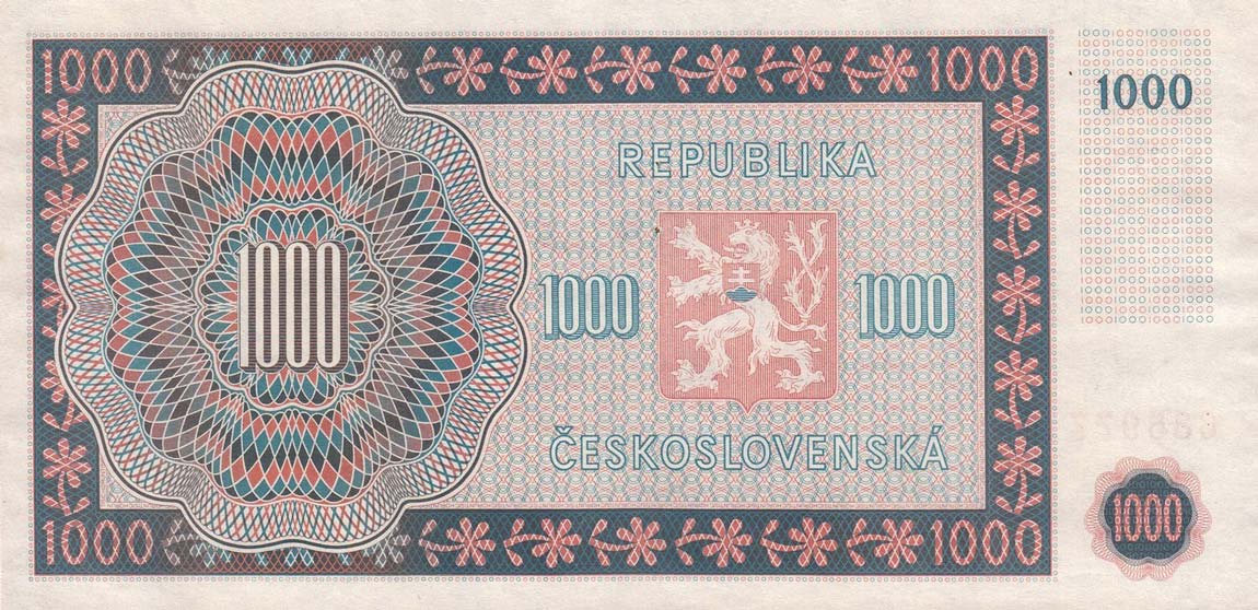 Back of Czechoslovakia p74c: 1000 Korun from 1945