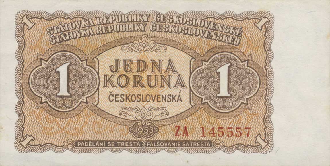 Front of Czechoslovakia p78r: 1 Koruna from 1953