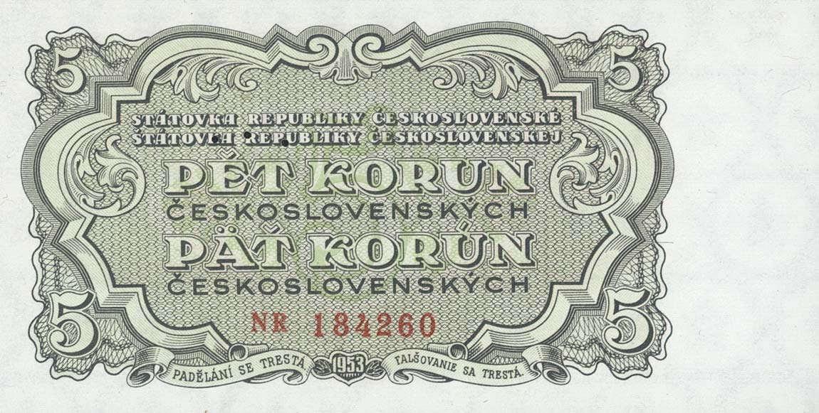 Front of Czechoslovakia p80s: 5 Korun from 1953