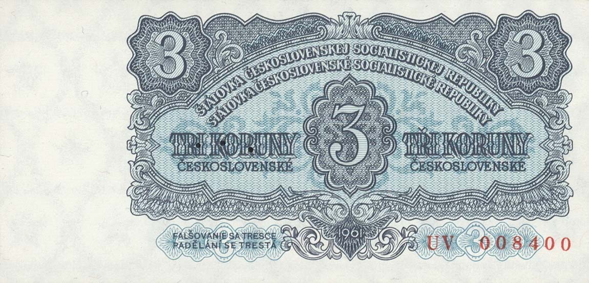 Front of Czechoslovakia p81s: 3 Korun from 1961