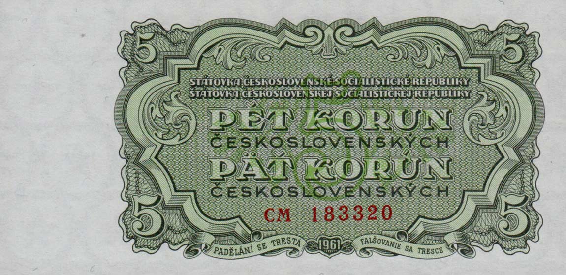 Front of Czechoslovakia p82b: 5 Korun from 1961