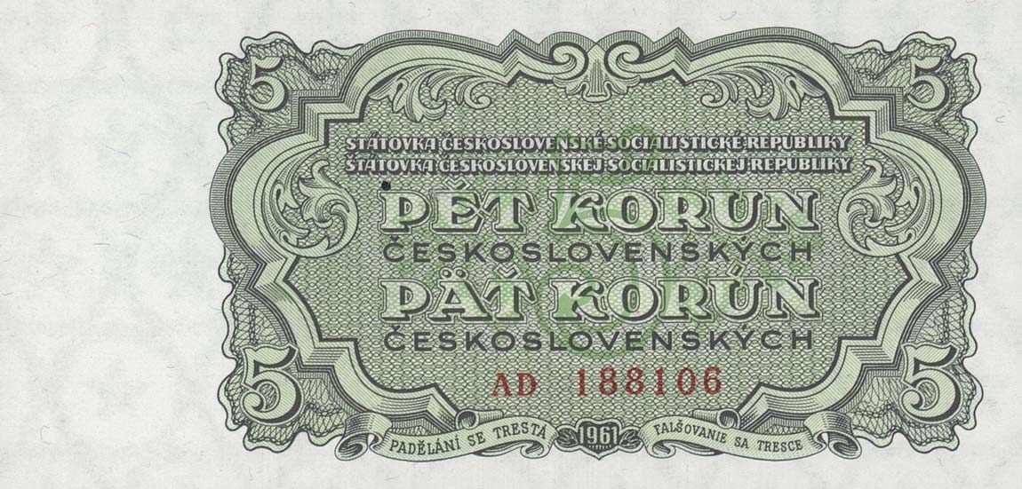 Front of Czechoslovakia p82s: 5 Korun from 1961