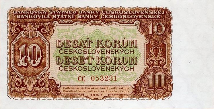 Front of Czechoslovakia p83a: 10 Korun from 1953