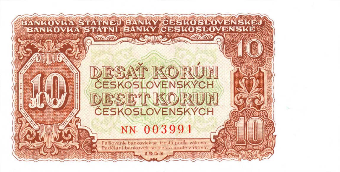 Front of Czechoslovakia p83b: 10 Korun from 1953