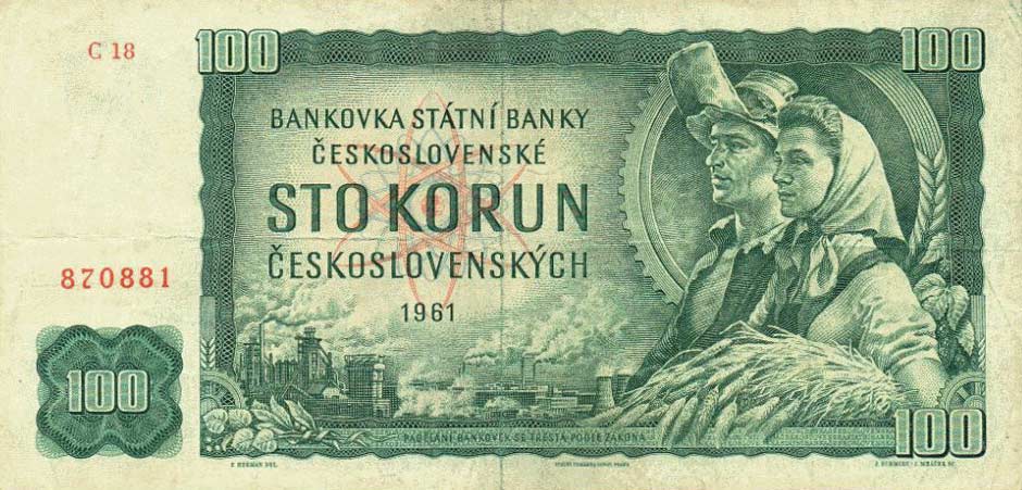 Front of Czechoslovakia p91a: 100 Korun from 1961