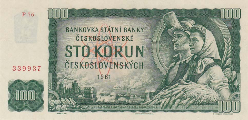Front of Czechoslovakia p91b: 100 Korun from 1961