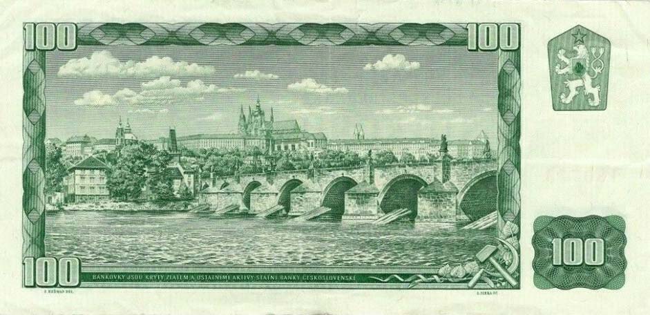 Back of Czechoslovakia p91j: 100 Korun from 1961