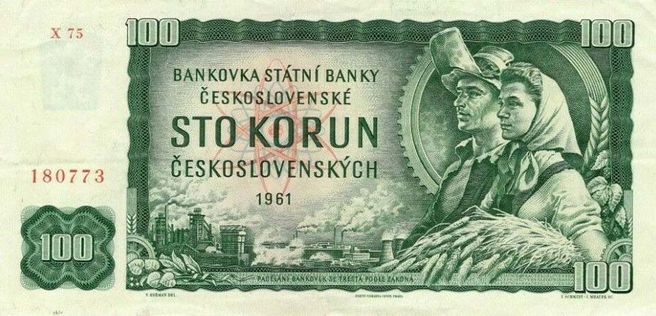 Front of Czechoslovakia p91j: 100 Korun from 1961