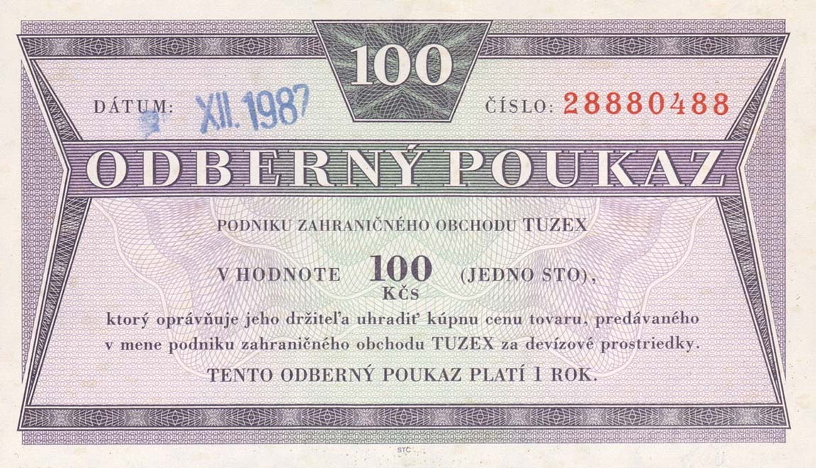 Front of Czechoslovakia pFX61: 100 Korun from 1980