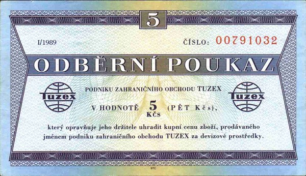 Front of Czechoslovakia pFX65: 5 Korun from 1989