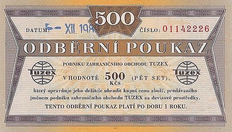 Front of Czechoslovakia pFX70: 500 Korun from 1989