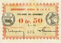 p1b from Dahomey: 0.5 Franc from 1917