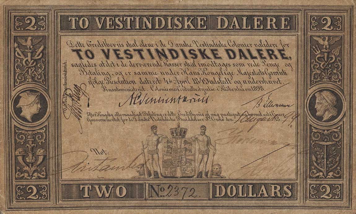 Front of Danish West Indies p8a: 2 Dalere from 1899