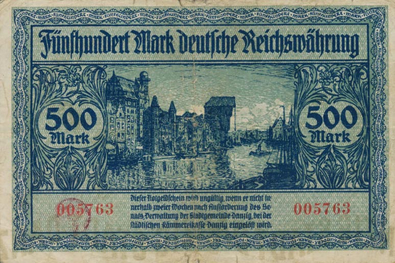 Back of Danzig p14: 500 Mark from 1922