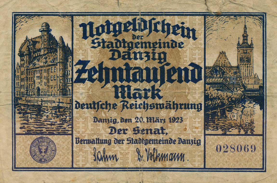 Front of Danzig p17: 10000 Mark from 1923