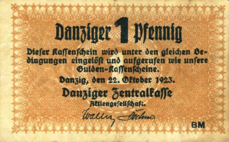 Front of Danzig p32: 1 Pfennig from 1923