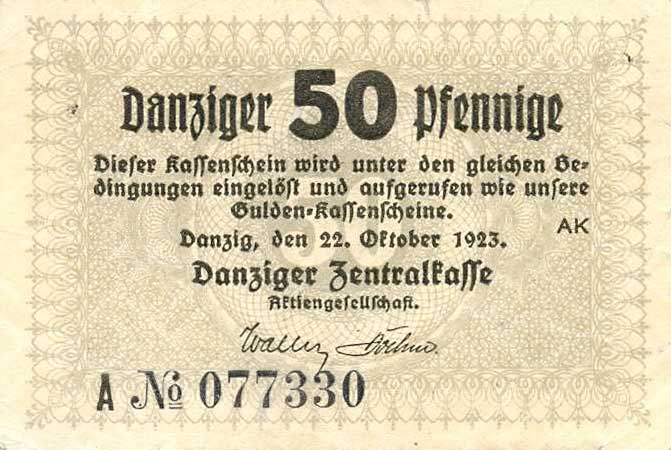 Front of Danzig p37: 50 Pfennig from 1923