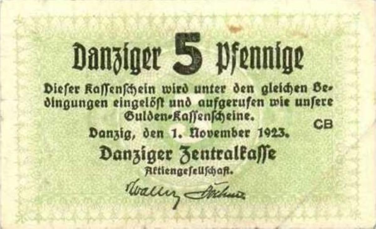 Front of Danzig p44: 5 Pfennig from 1923