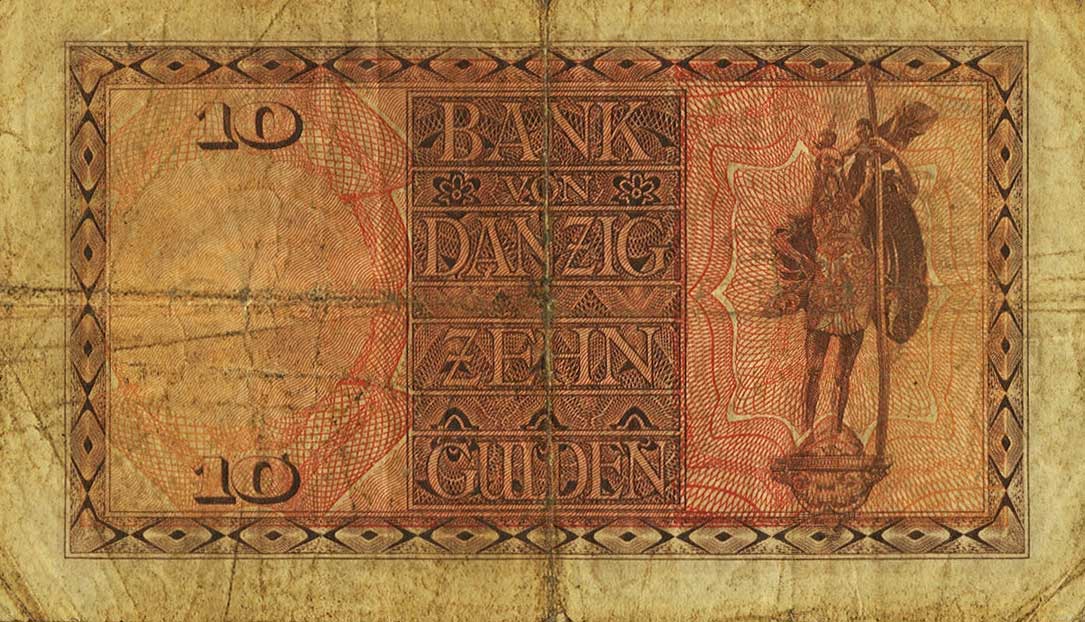 Back of Danzig p53: 10 Gulden from 1924